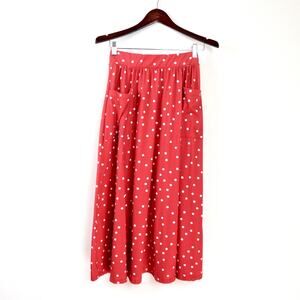 ASOS US 6 Midi Skirt Slouch Pockets Polka Dot Rust Orange